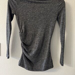 Banana Republic Charcoal Gray Long-Sleeve Side-Ruched Fitted Top